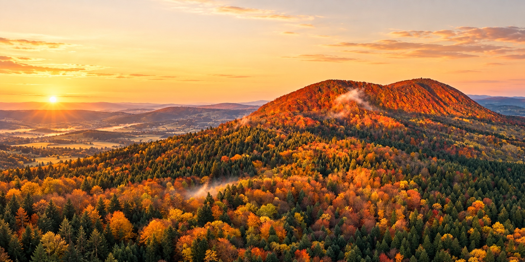 Artistic visualisation of Cergowa in the setting sun